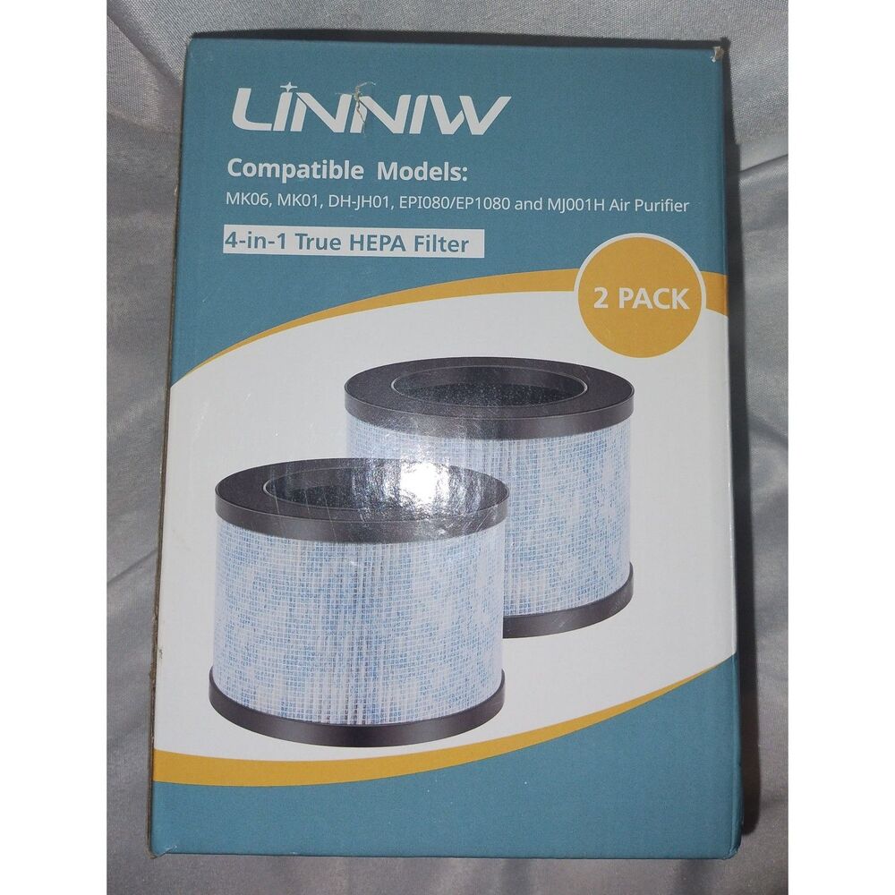 NIB 4 In 1 Hepa Air Filter LINNIW 2 Pack MK06, MK01, DH-JH01, MJ001H, EP1080